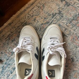 Veja White Sneakers (Red and Black)